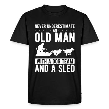 Alaska Mushing Old Man Sled Dog Team Husky - T-shirt Premium bio Homme - noir - Devant - Nico (187cm)