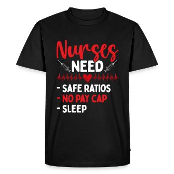 RN CNA Safe Ratios No Pay Cap Sleep Nurse - T-shirt Premium bio Homme - noir - Devant - Nico (187cm)