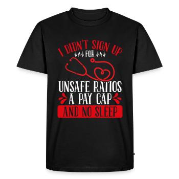 Infirmière infirmière infirmière non sécuritaire Ratios de rémunération Plafond de sommeil Soins infirmiers - T-shirt Premium bio Homme - noir - Devant - Nico (187cm)