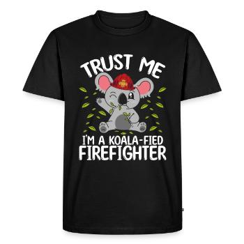 Koala Firefighter Rescue Team Night Shift Fire - Men's Premium Organic T-Shirt - black - Front - Nico (187cm)