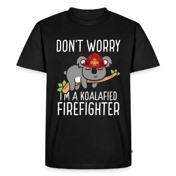 Firefighter Fire Hose Koala Rescueer Firefighter - Men's Premium Organic T-Shirt - black - Front - Nico (187cm)