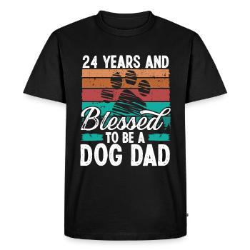 24 Year Old Dog Dad 24 Birthday Retro Dog Father - Men's Premium Organic T-Shirt - black - Front - Nico (187cm)