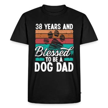 38 Year Old Dog Dad 38 Birthday Retro Dog Father - Men's Premium Organic T-Shirt - black - Front - Nico (187cm)