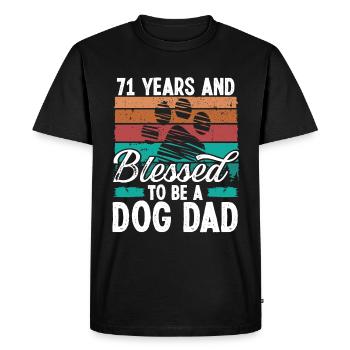 71 Year Old Dog Dad 71 Birthday Retro Dog Father - Men's Premium Organic T-Shirt - black - Front - Nico (187cm)