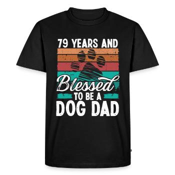 79 Year Old Dog Dad 79 Birthday Retro Dog Father - Men's Premium Organic T-Shirt - black - Front - Nico (187cm)