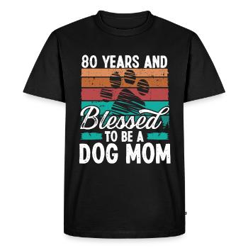 80 Year Old Dog Mom 80 Birthday Retro Dog Mother - Men's Premium Organic T-Shirt - black - Front - Nico (187cm)