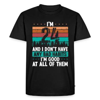 Anniversaire de 24 ans Drôle d’humour 24 anniversaire - T-shirt Premium bio Homme - noir - Devant - Nico (187cm)