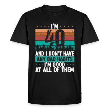 Anniversaire de 40 ans Humour drôle 40 Anniversaire - T-shirt Premium bio Homme - noir - Devant - Nico (187cm)