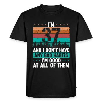 37 Year Old Birthday Funny Humor 37 Birthday - Men's Premium Organic T-Shirt - black - Front - Nico (187cm)