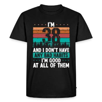 38 Year Old Birthday Funny Humor 38 Birthday - Men's Premium Organic T-Shirt - black - Front - Nico (187cm)