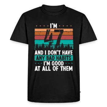 47 Year Old Birthday Funny Humor 47 Birthday - Men's Premium Organic T-Shirt - black - Front - Nico (187cm)