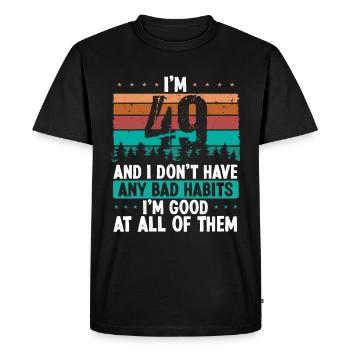 Anniversaire de 49 ans Drôle d’humour 49 anniversaire - T-shirt Premium bio Homme - noir - Devant - Nico (187cm)