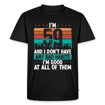 Anniversaire de 59 ans Drôle d’humour 59 anniversaire - T-shirt Premium bio Homme - noir - Devant - Nico (187cm)