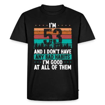 Anniversaire de 53 ans Drôle d’humour 53 anniversaire - T-shirt Premium bio Homme - noir - Devant - Nico (187cm)
