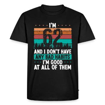 Anniversaire de 62 ans Drôle d’humour 62 anniversaire - T-shirt Premium bio Homme - noir - Devant - Nico (187cm)