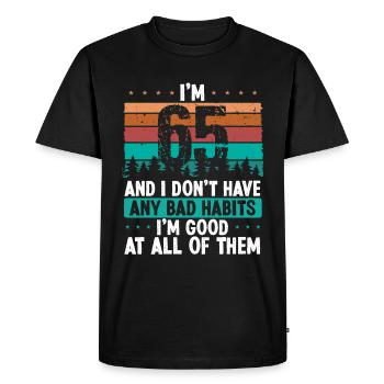 Anniversaire de 65 ans Drôle d’humour 65 anniversaire - T-shirt Premium bio Homme - noir - Devant - Nico (187cm)