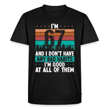 Anniversaire de 67 ans Drôle d’humour 67 anniversaire - T-shirt Premium bio Homme - noir - Devant - Nico (187cm)