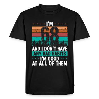 Anniversaire de 68 ans Drôle d’humour 68 anniversaire - T-shirt Premium bio Homme - noir - Devant - Nico (187cm)