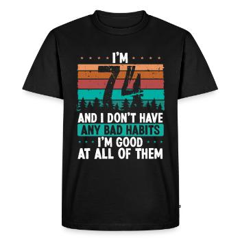 Anniversaire de 74 ans Drôle d’humour 74 anniversaire - T-shirt Premium bio Homme - noir - Devant - Nico (187cm)