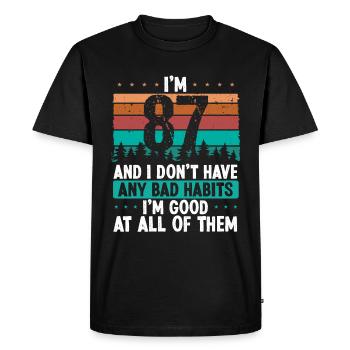 Anniversaire de 87 ans Drôle d’humour 87 anniversaire - T-shirt Premium bio Homme - noir - Devant - Nico (187cm)