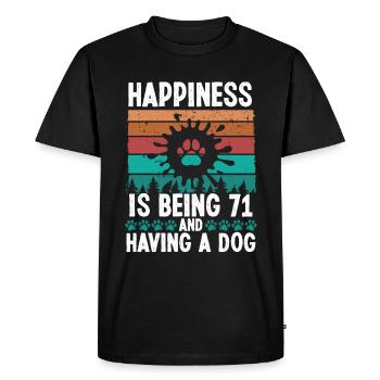 71 Year Old Happiness Dog Dad 71 Birthday Dog Mom - Men's Premium Organic T-Shirt - black - Front - Nico (187cm)