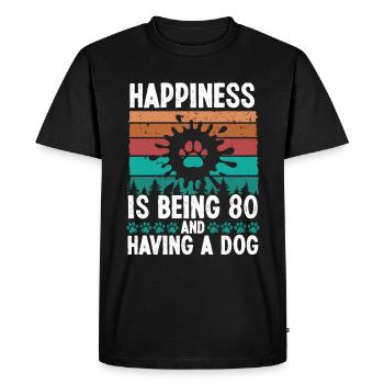 80 Year Old Happiness Dog Dad 80 Birthday Dog Mom - Men's Premium Organic T-Shirt - black - Front - Nico (187cm)