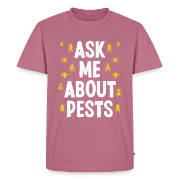 Technicien en lutte antiparasitaire Posez-moi des questions sur les ravageurs - T-shirt Premium bio Homme - mauve - Devant - Nico (187cm)