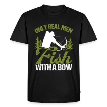 Bowfisher Only Real Men Fish with A Bow Fisherman - Men's Premium Organic T-Shirt - black - Front - Nico (187cm)