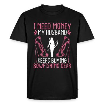 Bowfishing Wife Bowhunter Fisherman Bowfisher Girl - Men's Premium Organic T-Shirt - black - Front - Nico (187cm)