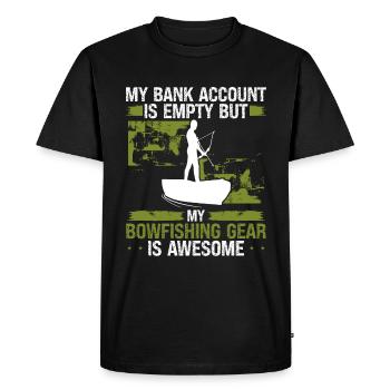 Compte bancaire bowfishing vide Bowhunter Fisherman - T-shirt Premium bio Homme - noir - Devant - Nico (187cm)