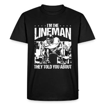 O-Line Player Passe Garde Droit Centre Tacle Gauche - T-shirt Premium bio Homme - noir - Devant - Nico (187cm)
