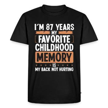 Humour de 87 ans Mémoire d’enfance Idée drôle - T-shirt Premium bio Homme - noir - Devant - Nico (187cm)
