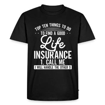 Assurance Trouver la meilleure assurance Appelez Agent d’assurance - T-shirt Premium bio Homme - noir - Devant - Nico (187cm)