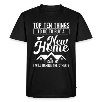 Agent immobilier Acheter une nouvelle maison montrant la maison - T-shirt Premium bio Homme - noir - Devant - Nico (187cm)