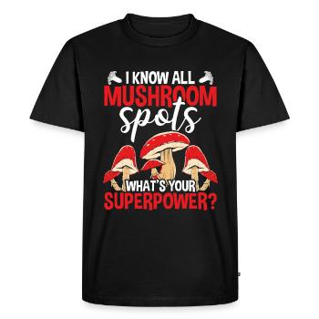 Shroom Je connais tous les endroits de collecte de champignons - T-shirt Premium bio Homme - noir - Devant - Nico (187cm)