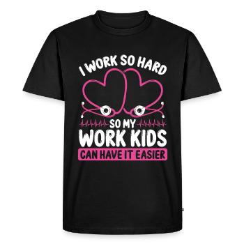 Infirmière Travail Maman Infirmière en salle d’urgence cardiaque - T-shirt Premium bio Homme - noir - Devant - Nico (187cm)