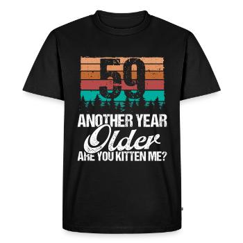 59 ans Drôle Chat Amant Humour Chaton Moi Idée - T-shirt Premium bio Homme - noir - Devant - Nico (187cm)