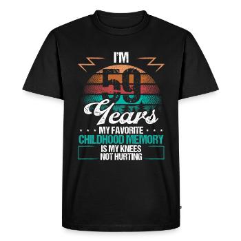 59 ans blessure au genou humour drôle idée d’anniversaire - T-shirt Premium bio Homme - noir - Devant - Nico (187cm)