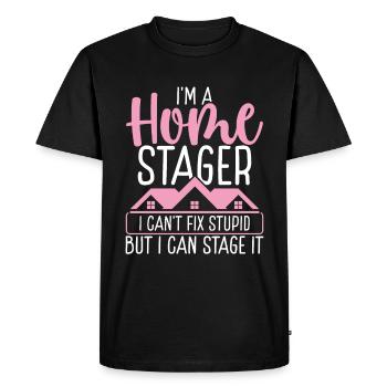 Home Stager Décorateur d’intérieur Styliste Mise en scène - T-shirt Premium bio Homme - noir - Devant - Nico (187cm)