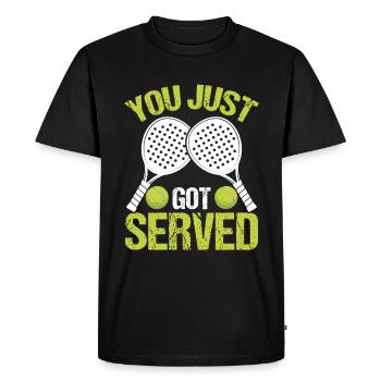 Joueur de paddle-tennis que vous venez de recevoir Paddle - T-shirt Premium bio Homme - noir - Devant - Nico (187cm)