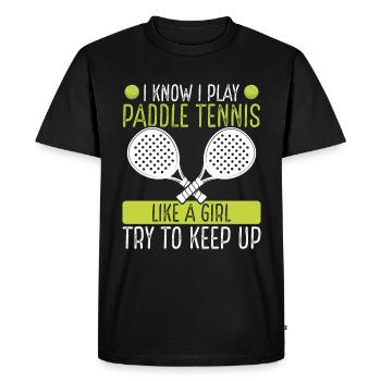 Paddle Tennis comme une fille essaie de suivre Joueur - T-shirt Premium bio Homme - noir - Devant - Nico (187cm)