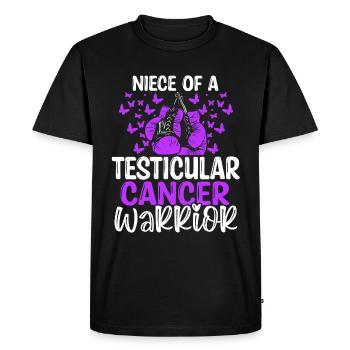 Sensibilisation au cancer du testicule Nièce Tante Oncle - T-shirt Premium bio Homme - noir - Devant - Nico (187cm)