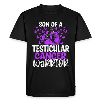 Mois de la sensibilisation au cancer des testicules Ribbon Son - T-shirt Premium bio Homme - noir - Devant - Nico (187cm)