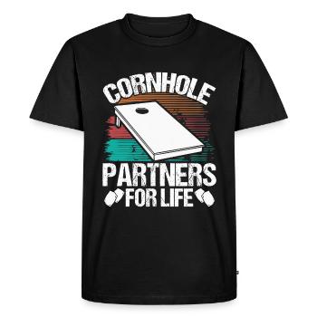 Cornhole Player Cornhole Partners for Life Toss - Men's Premium Organic T-Shirt - black - Front - Nico (187cm)