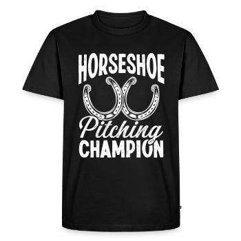Horseshoe Pitching Game Pitching Champion Tosser - Men's Premium Organic T-Shirt - black - Front - Nico (187cm)