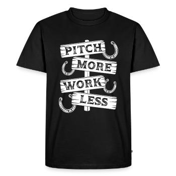 Horseshoe Pitching Game Pitch More Work Less Toss - Men's Premium Organic T-Shirt - black - Front - Nico (187cm)