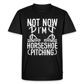 Horseshoe Pitching Game Not Now at Throwing TossHo - Men's Premium Organic T-Shirt - black - Front - Nico (187cm)
