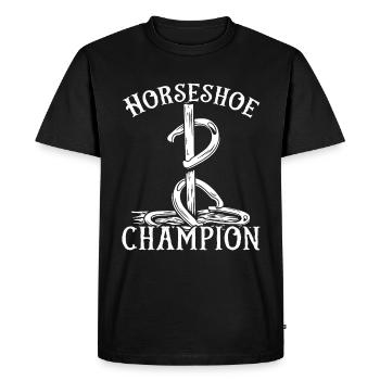 Horseshoe Pitching Game Champion Tosser - Men's Premium Organic T-Shirt - black - Front - Nico (187cm)