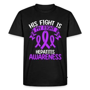 Autoimmune Hepatitis Ribbon His Fight is my Fight - Men's Premium Organic T-Shirt - black - Front - Nico (187cm)