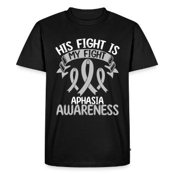 Mois du ruban aphasique Son combat est mon combat - T-shirt Premium bio Homme - noir - Devant - Nico (187cm)